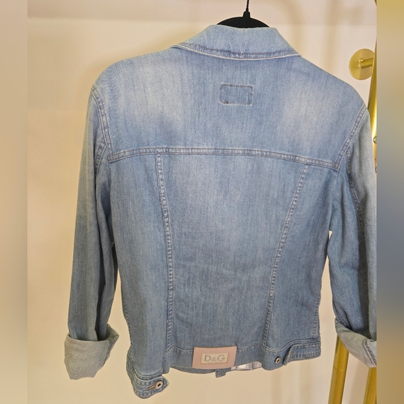 D&G Women's Light Blue Denim Jacket Dolce Gabbana Large Hearts 10 Y2K - Picture 4 of 16